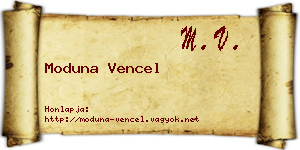 Moduna Vencel névjegykártya